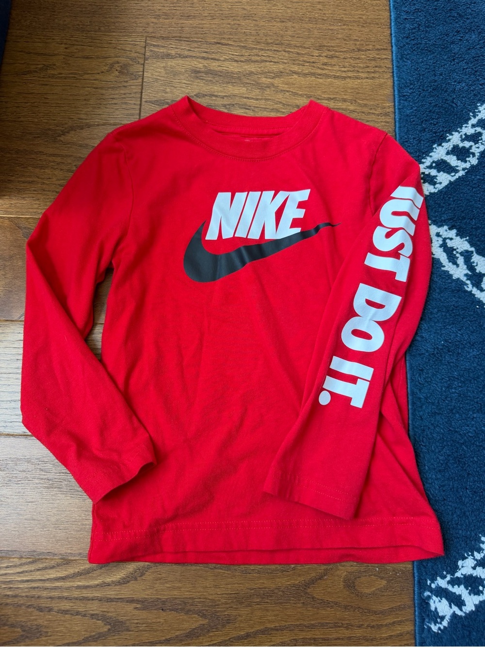 Nike Kids' Red Long-Sleeve Logo Tee - 'Just Do It.'
